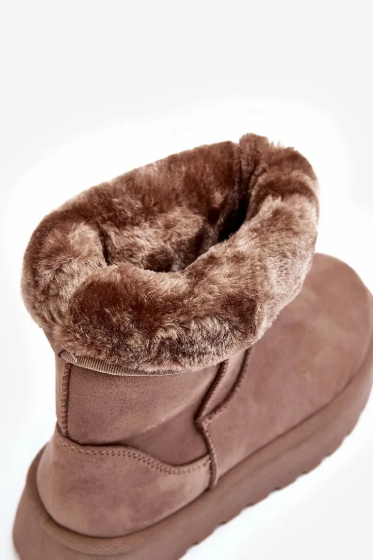 Damskie Śniegowce Ocieplone Futerkiem Ciemnobeżowe Abrams