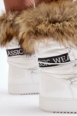 Damskie Śniegowce Sznurowane Białe Santero