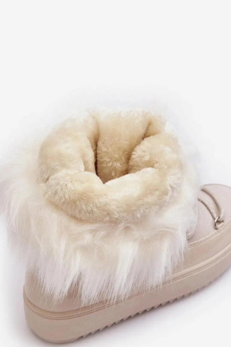 Damskie Śniegowce Sznurowane Jasnobeżowe Santero