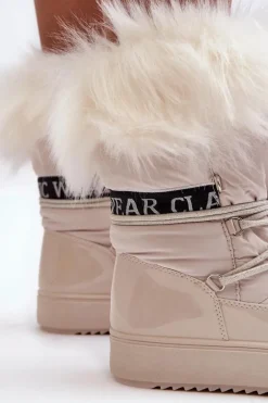 Damskie Śniegowce Sznurowane Jasnobeżowe Santero