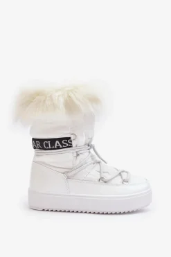 Damskie Śniegowce Sznurowane Białe Santero - Białe