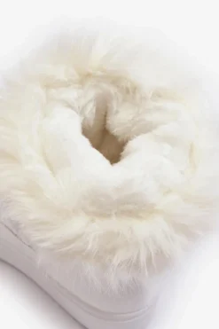 Damskie Śniegowce Sznurowane Białe Santero - Białe