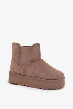 Damskie Śniegowce Z Elastyczną Wstawką Khaki Kiora