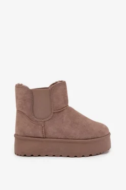 Damskie Śniegowce Z Elastyczną Wstawką Khaki Kiora