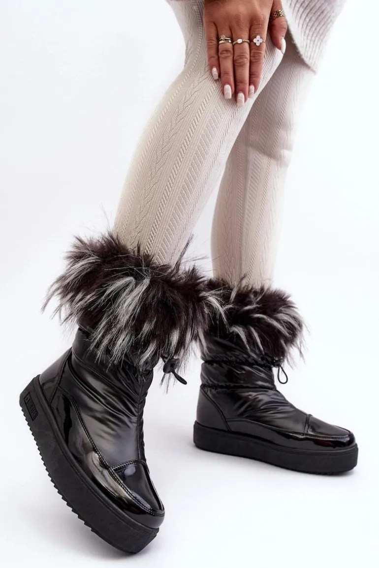 Damskie Śniegowce Z Futerkiem Czarne Big Star MM274379