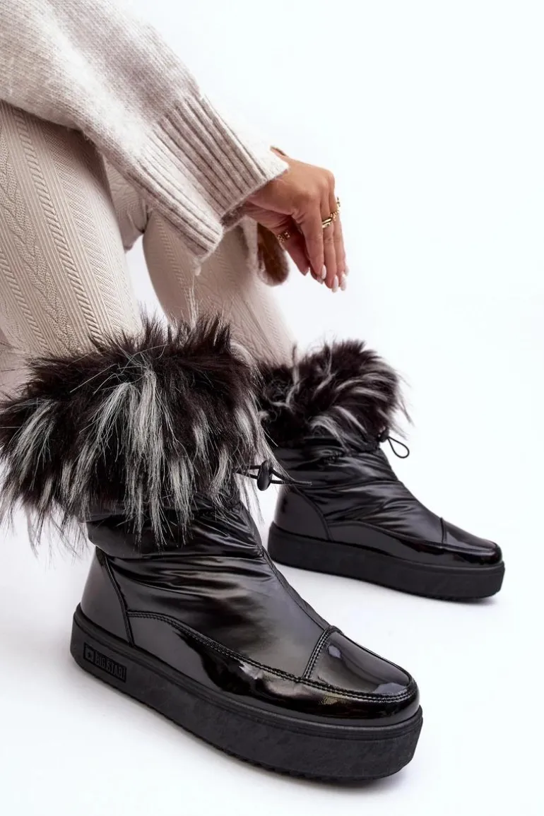 Damskie Śniegowce Z Futerkiem Czarne Big Star MM274379