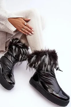 Damskie Śniegowce Z Futerkiem Czarne Big Star MM274379