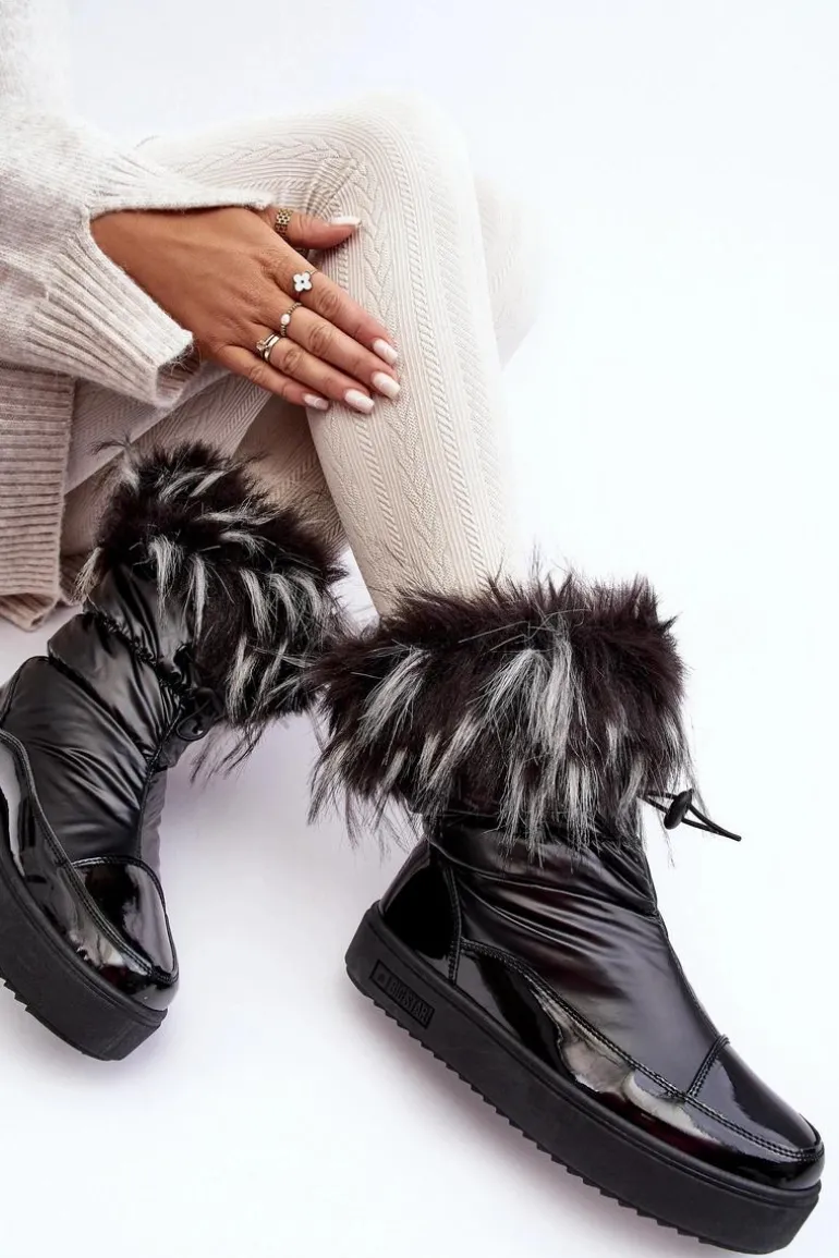 Damskie Śniegowce Z Futerkiem Czarne Big Star MM274379