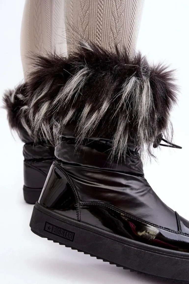 Damskie Śniegowce Z Futerkiem Czarne Big Star MM274379