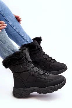 Damskie Śniegowce Z Futerkiem Na Suwak Czarne Vittora