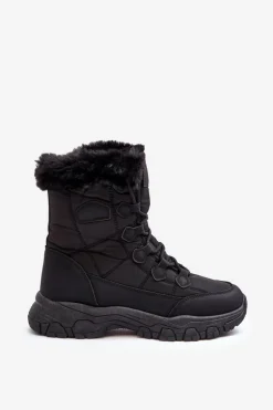 Damskie Śniegowce Z Futerkiem Na Suwak Czarne Vittora