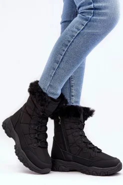 Damskie Śniegowce Z Futerkiem Na Suwak Czarne Vittora