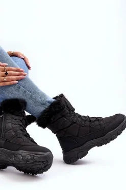 Damskie Śniegowce Z Futerkiem Na Suwak Czarne Vittora