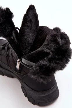 Damskie Śniegowce Z Futerkiem Na Suwak Czarne Vittora