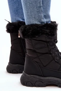 Damskie Śniegowce Z Futerkiem Na Suwak Czarne Vittora