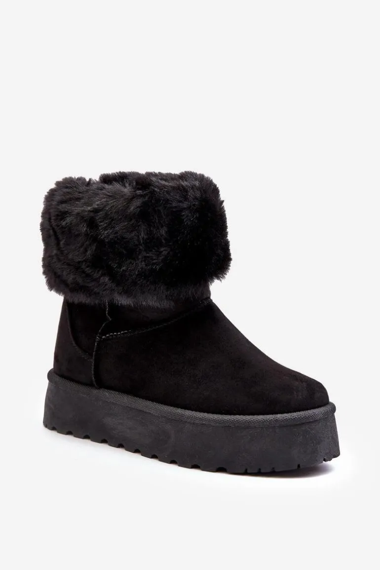 Damskie Śniegowce Z Futerkiem Czarne Rainsa