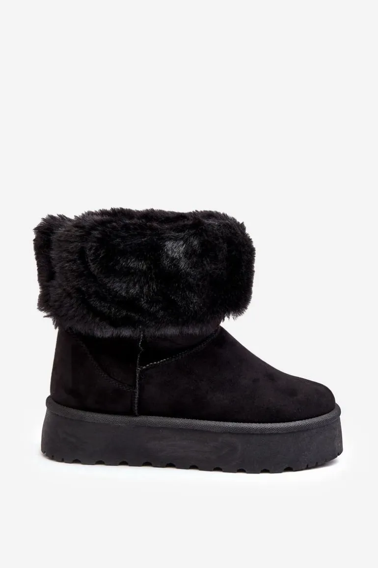 Damskie Śniegowce Z Futerkiem Czarne Rainsa