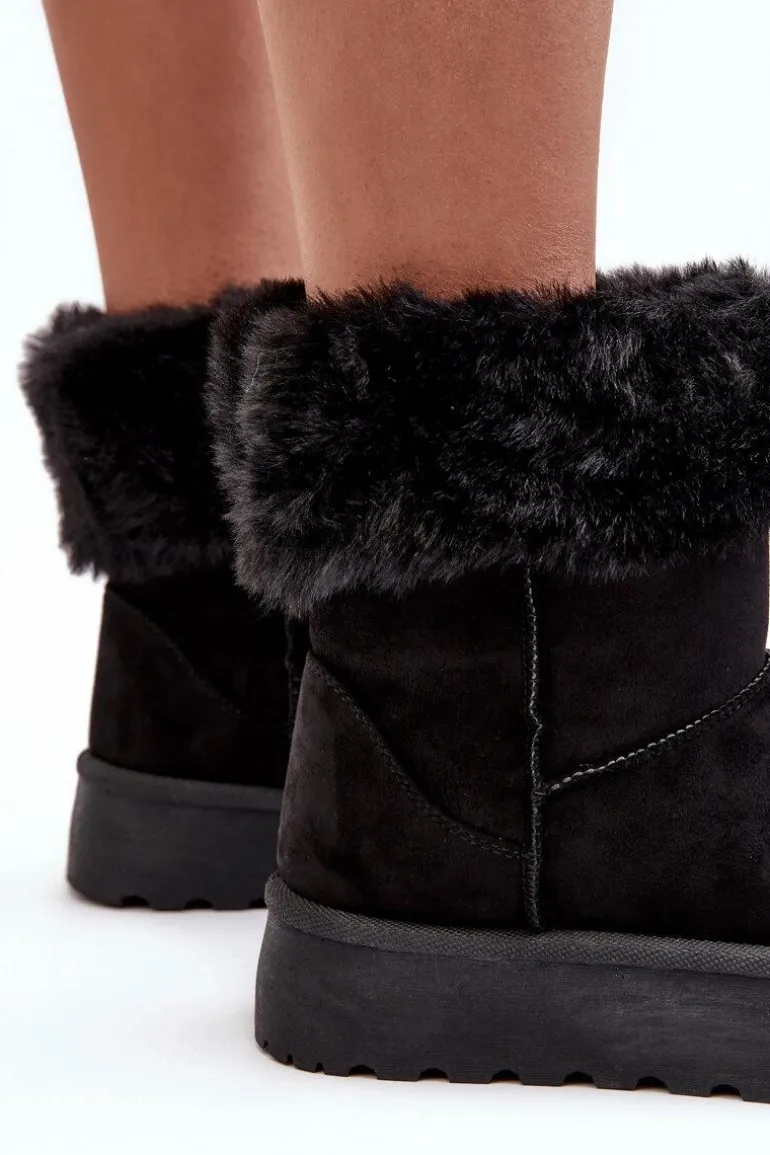 Damskie Śniegowce Z Futerkiem Czarne Rainsa