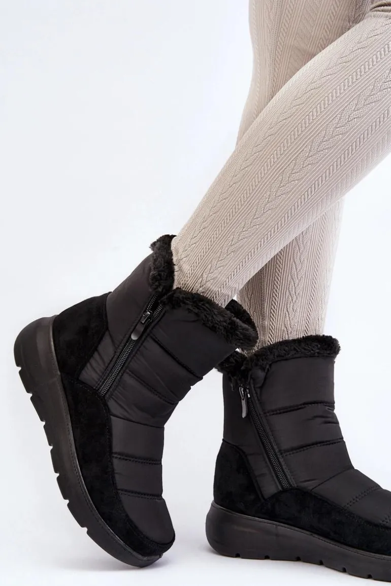 Damskie Śniegowce Z Futerkiem Czarne Primose