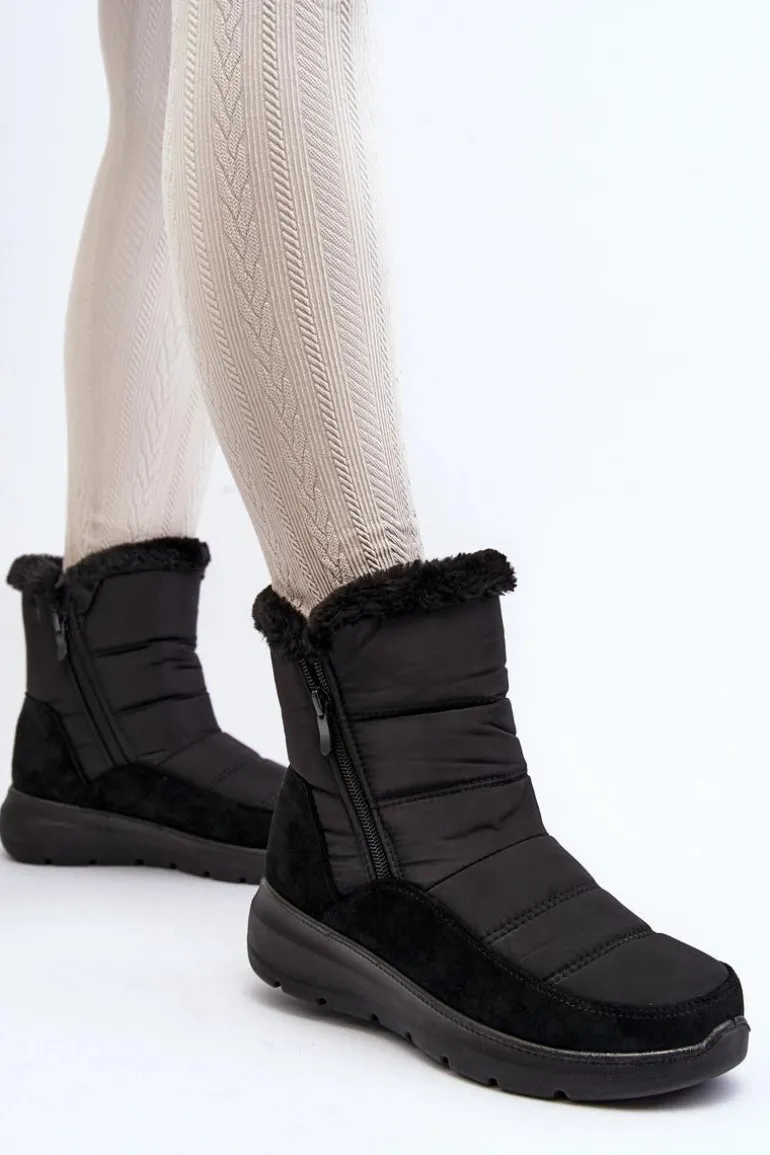 Damskie Śniegowce Z Futerkiem Czarne Primose
