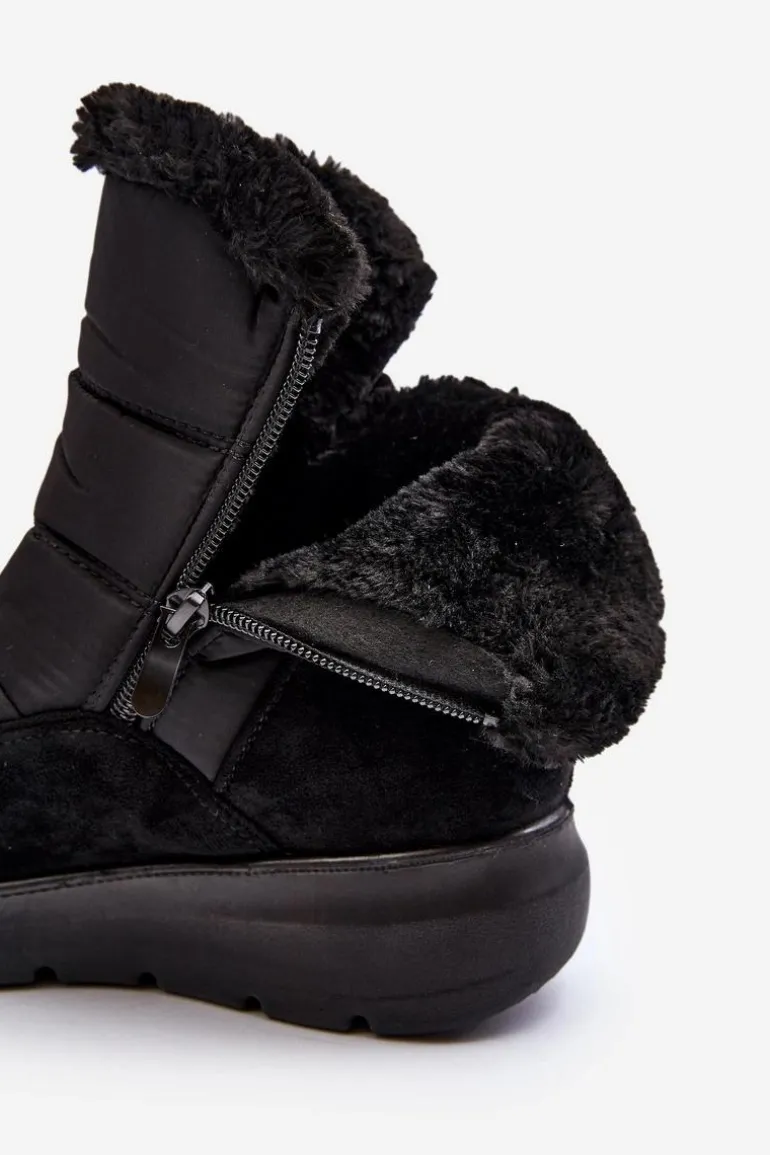 Damskie Śniegowce Z Futerkiem Czarne Primose