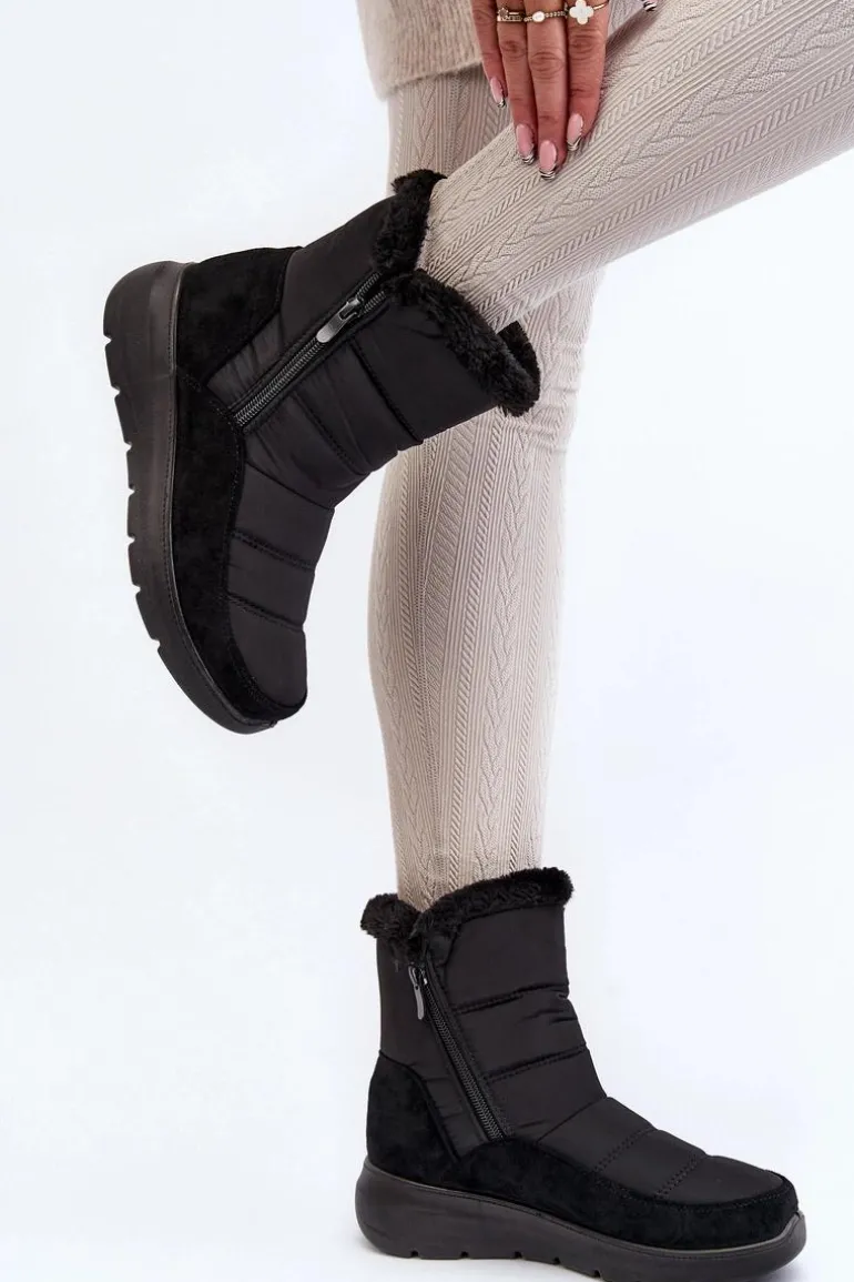 Damskie Śniegowce Z Futerkiem Czarne Primose