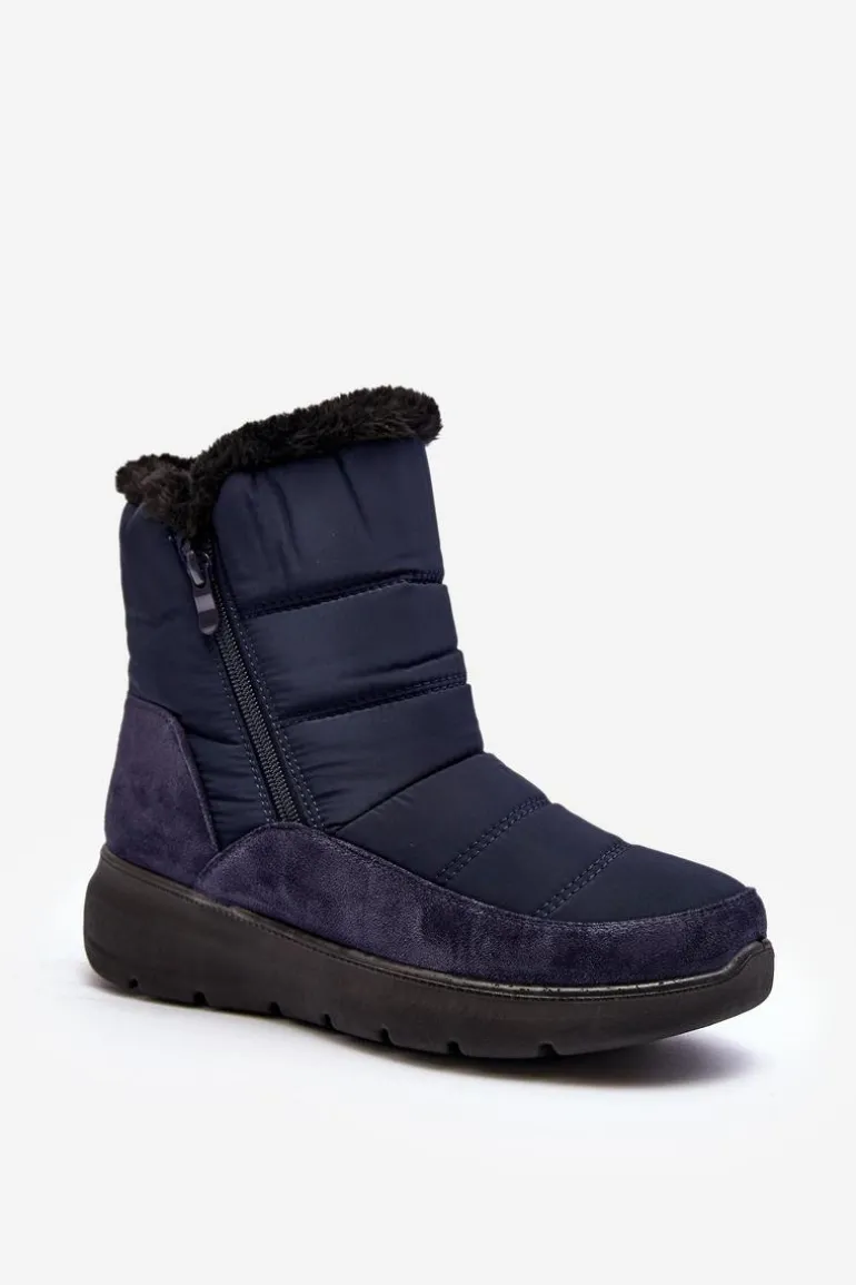 Damskie Śniegowce Z Futerkiem Granatowe Primose