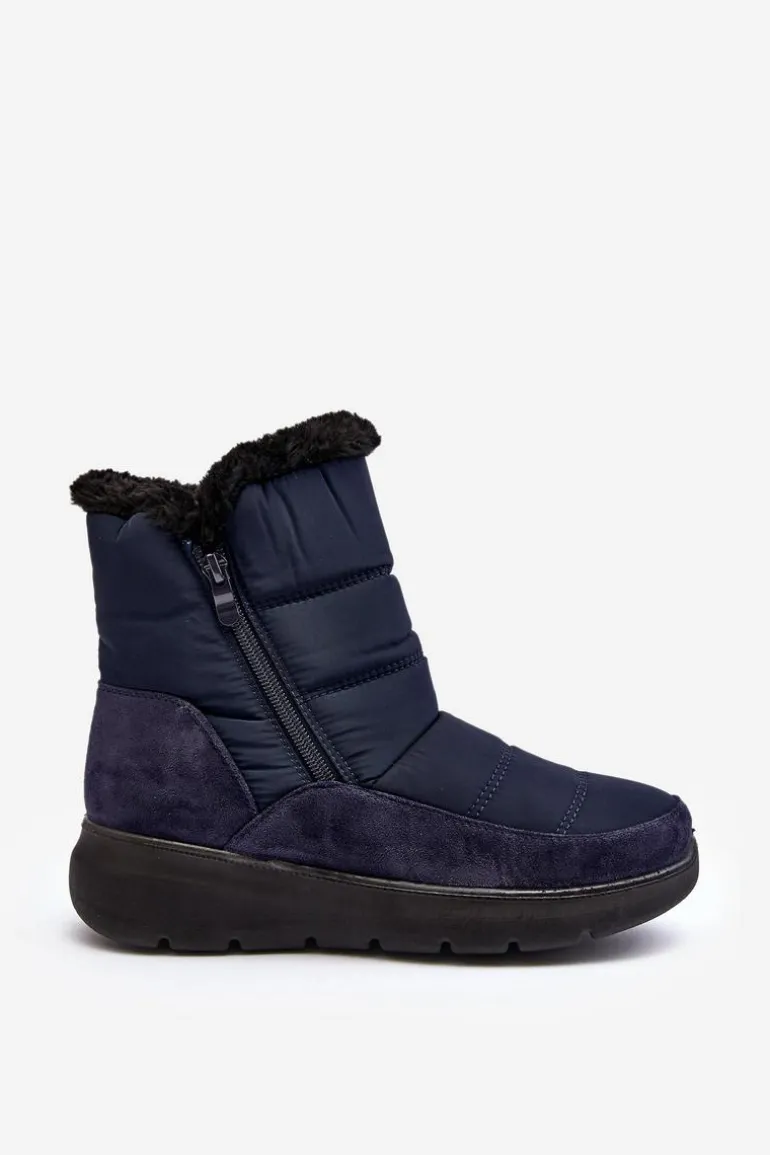 Damskie Śniegowce Z Futerkiem Granatowe Primose