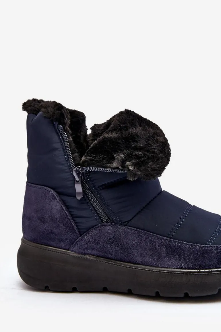Damskie Śniegowce Z Futerkiem Granatowe Primose
