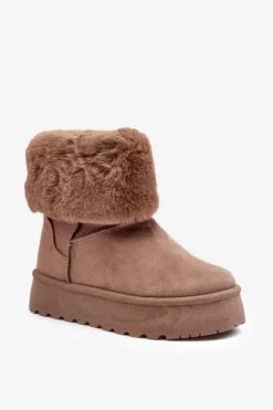 Damskie Śniegowce Z Futerkiem Beżowe Rainsa