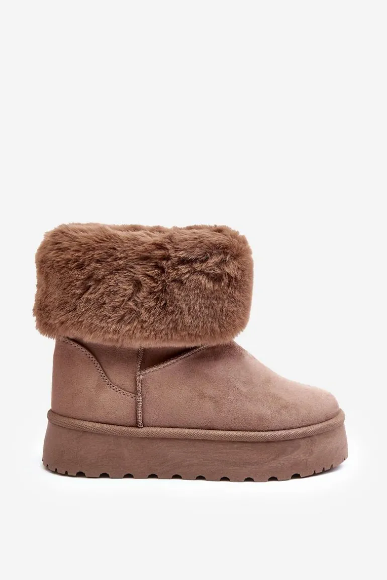 Damskie Śniegowce Z Futerkiem Beżowe Rainsa