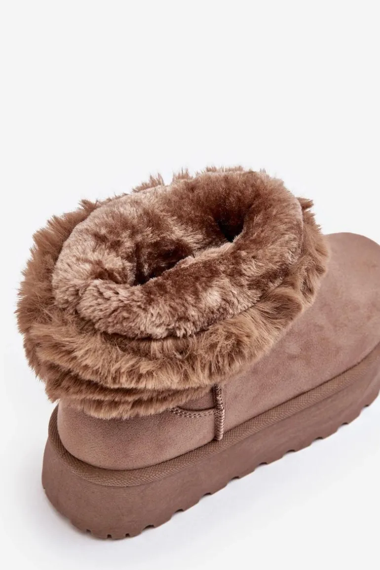 Damskie Śniegowce Z Futerkiem Beżowe Rainsa