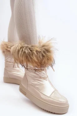 Damskie Śniegowce Z Futerkiem Beżowe Big Star MM274380