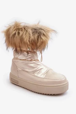 Damskie Śniegowce Z Futerkiem Beżowe Big Star MM274380