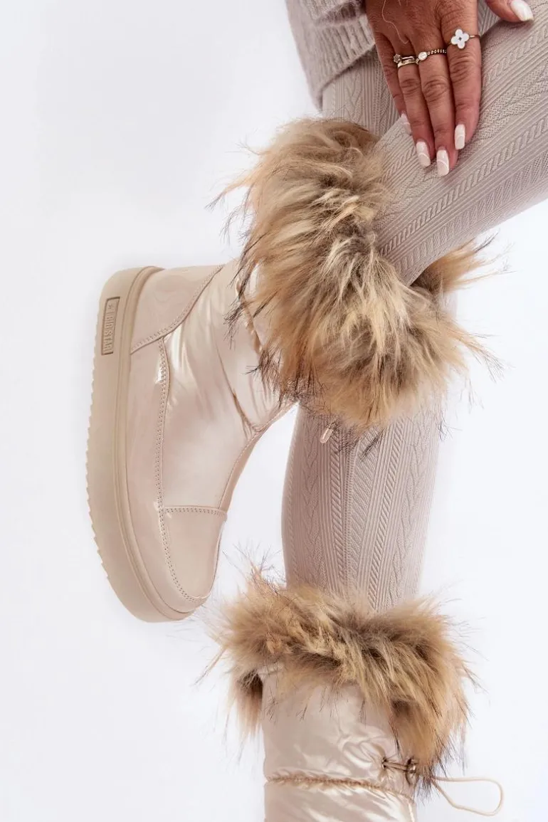 Damskie Śniegowce Z Futerkiem Beżowe Big Star MM274380