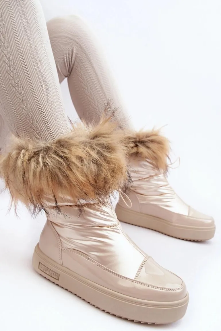 Damskie Śniegowce Z Futerkiem Beżowe Big Star MM274380