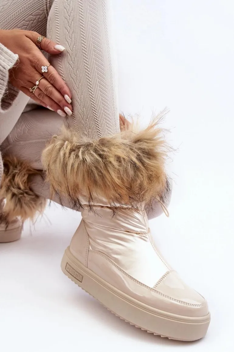 Damskie Śniegowce Z Futerkiem Beżowe Big Star MM274380
