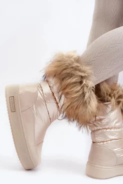 Damskie Śniegowce Z Futerkiem Beżowe Big Star MM274380