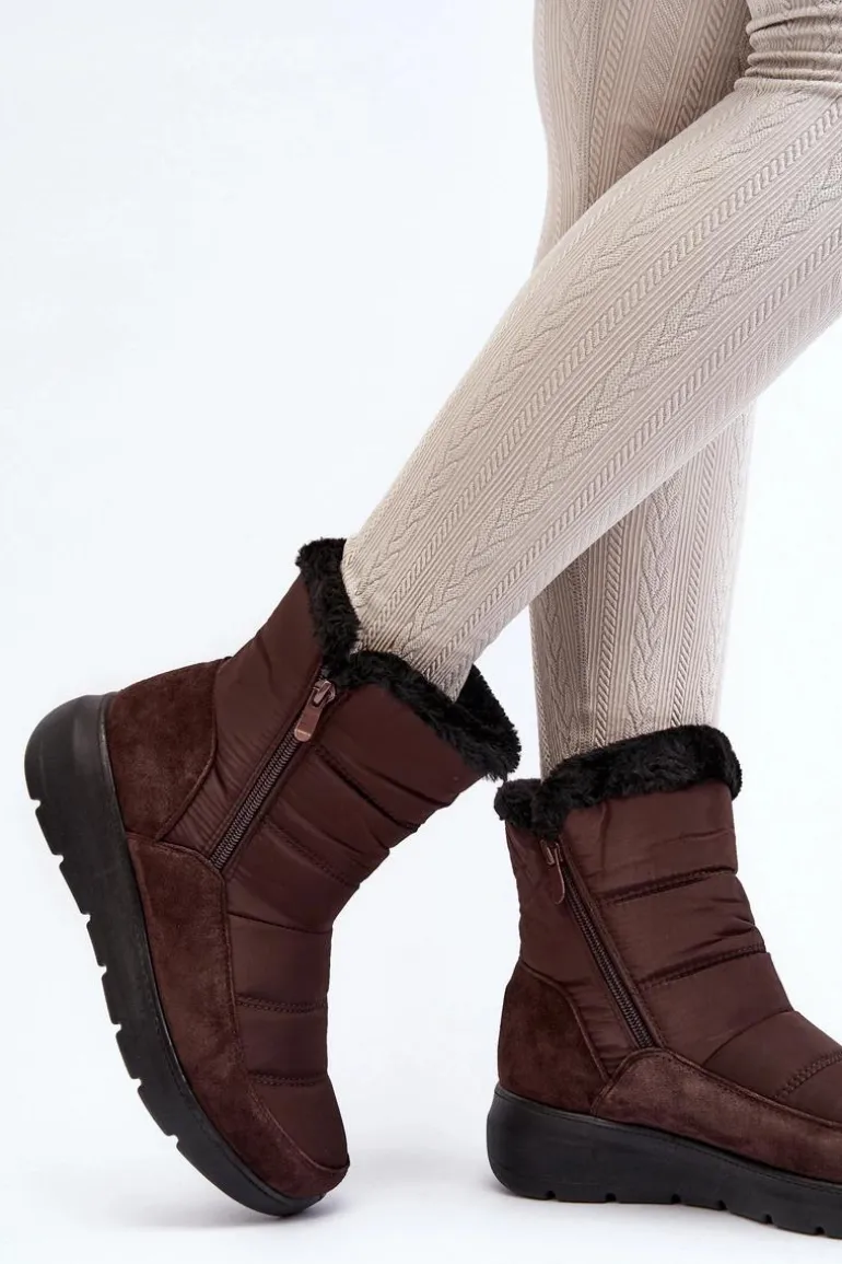 Damskie Śniegowce Z Futerkiem Brązowe Primose