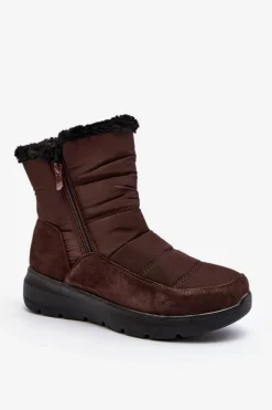Damskie Śniegowce Z Futerkiem Brązowe Primose