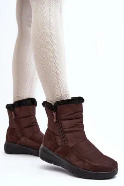 Damskie Śniegowce Z Futerkiem Brązowe Primose