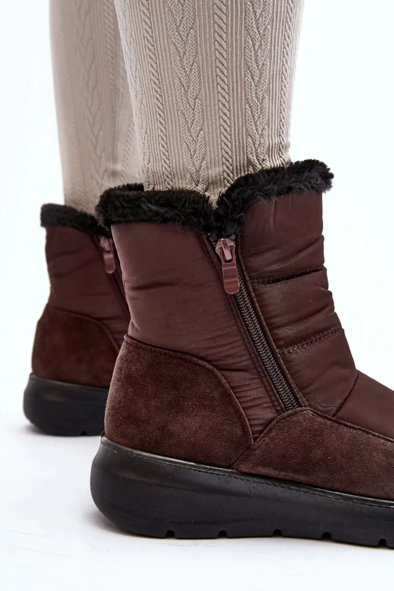 Damskie Śniegowce Z Futerkiem Brązowe Primose