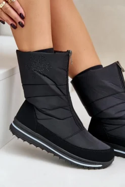 Damskie Śniegowce Z Suwakiem Progress PROGJ-22-130 Czarne