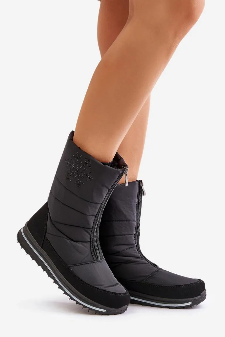 Damskie Śniegowce Z Suwakiem Progress PROGJ-22-130 Czarne