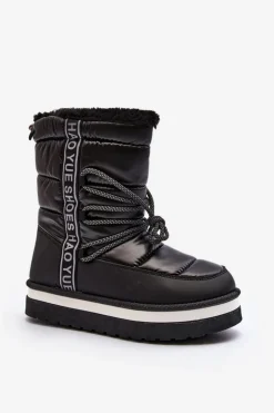 Damskie Śniegowce Z Wiązaniem Czarne Lilara