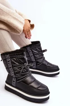 Damskie Śniegowce Z Wiązaniem Czarne Lilara