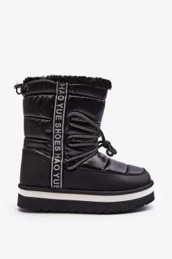 Damskie Śniegowce Z Wiązaniem Czarne Lilara