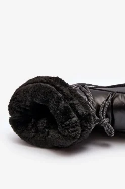 Damskie Śniegowce Z Wiązaniem Czarne Lilara