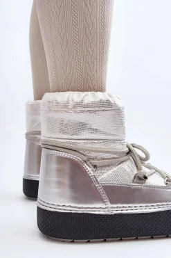 Damskie Śniegowce Z Wiązaniem Srebrne Toolsa