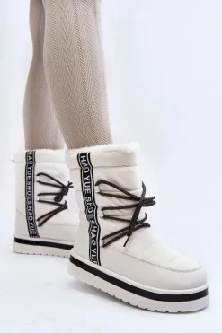 Damskie Śniegowce Z Wiązaniem Białe Lilara